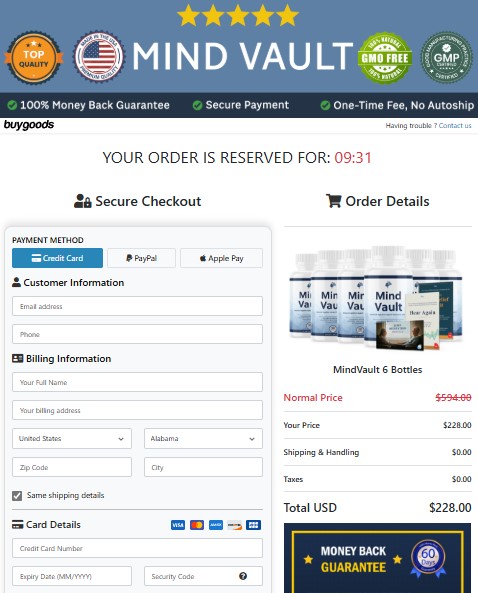 Mind Vault Order Page
